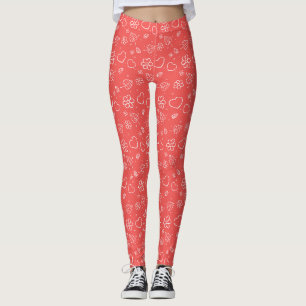 Einfache umrandete Herzen und Blätter Leggings