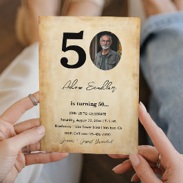 Einfache und elegante 50. Geburtstagsparty Einladung