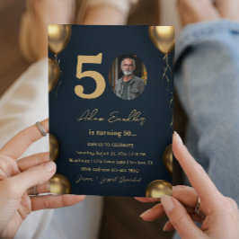 Einfache und elegante 50. Geburtstagsparty Einladung