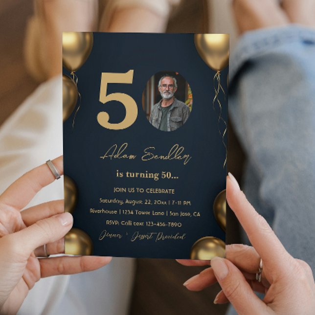 Einfache und elegante 50. Geburtstagsparty Einladung (Von Creator hochgeladen)