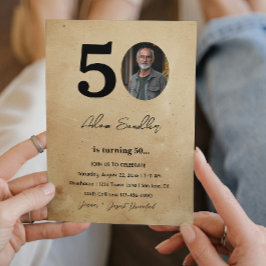 Einfache und elegante 50. Geburtstagsparty Rustika Einladung