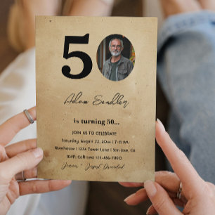 Einfache und elegante 50. Geburtstagsparty Rustika Einladung