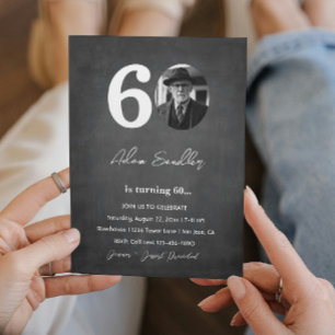 Einfache und elegante 60. Geburtstagsparty Gray Einladung