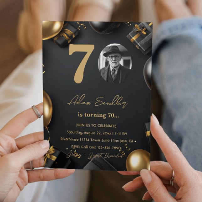 Einfache und elegante 70. Geburtstagsparty Einladung (Von Creator hochgeladen)