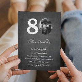 Einfache und elegante 80. Geburtstagsparty Gray Einladung