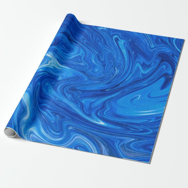 Einfache und elegante Abstrakte Artwork aus blauem Geschenkpapier (Ungerollt)