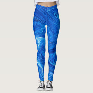 Einfache und elegante Abstrakte Artwork aus blauem Leggings