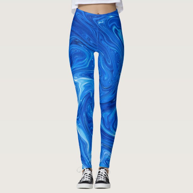 Einfache und elegante Abstrakte Artwork aus blauem Leggings (Vorderseite)