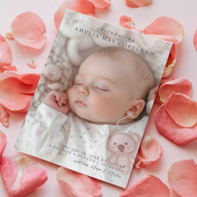 Einfache und elegante Baby Foto Birth Ankündigung (Von Creator hochgeladen)