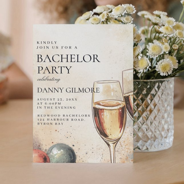 Einfache und elegante Bachelor Party Einladung (Von Creator hochgeladen)