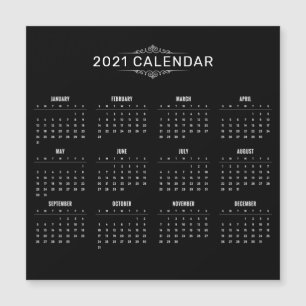 Einfache und elegante Black 2021 Kalender Magnetka Magnetkarte
