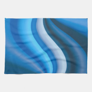 Einfache und elegante Blaue Abstrakte Waves Streif Geschirrtuch