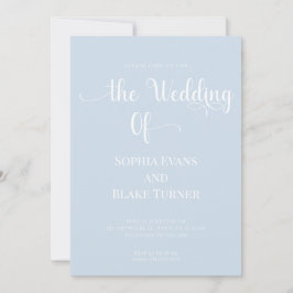 Einfache und elegante blaue und weiße Hochzeit Einladung
