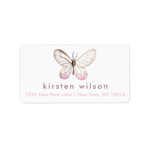Einfache und elegante Blush-Butterfly-Adressetiket Adressaufkleber