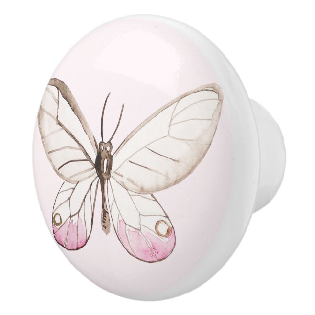 Einfache und elegante Blush-Butterfly-Keramik Keramikknauf (Rechts)