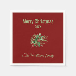 Einfache und elegante botanische Weihnachten Serviette