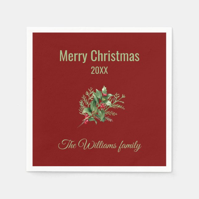 Einfache und elegante botanische Weihnachten Serviette (Vorderseite)