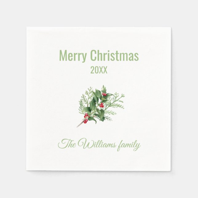 Einfache und elegante botanische Weihnachten Serviette (Vorderseite)