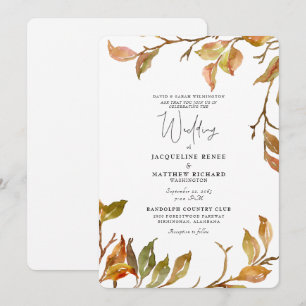 Einfache und elegante Fall Foliage Rounded Wedding Einladung