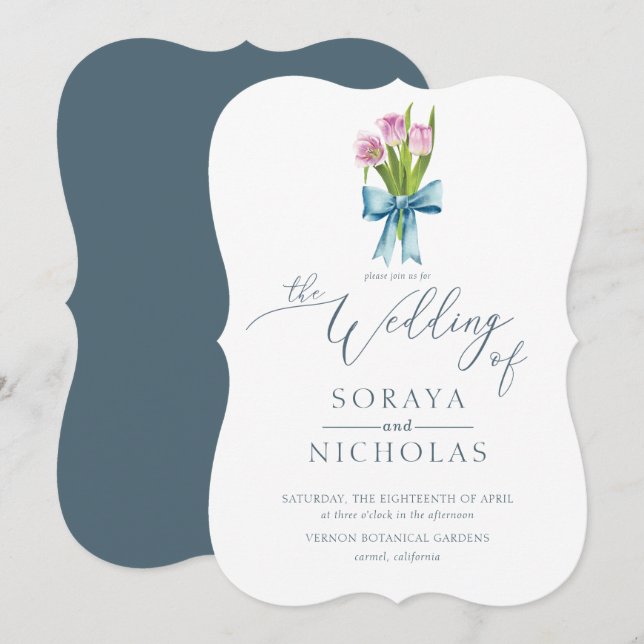 Einfache und elegante Hochzeit der Wasserfarben Einladung (Vorne/Hinten)