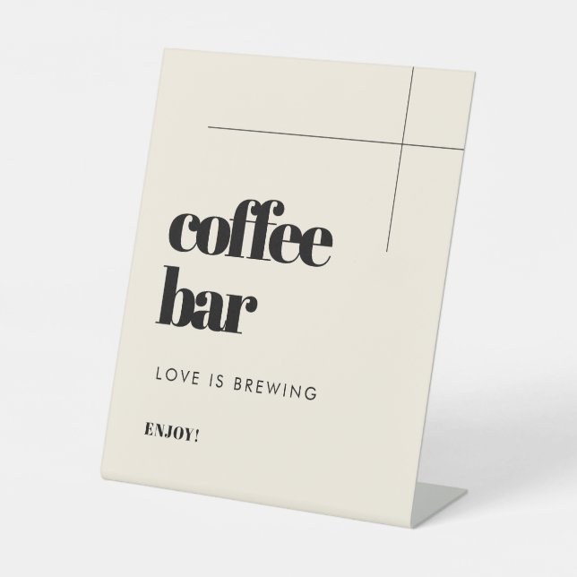 Einfache und elegante Hochzeitscoffee Bar Sockelschild (Vorderseite)