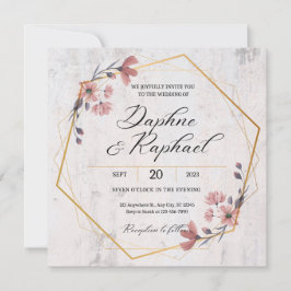 Einfache und elegante Hochzeitskarte für Flora und Einladung