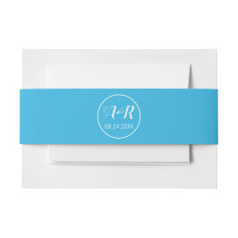 Einfache und elegante Initialen blaue Hochzeit Einladungsbanderole