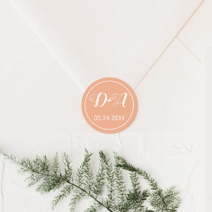 Einfache und elegante Initialen für die Hochzeit Runder Aufkleber