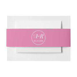 Einfache und elegante Initialen rosa Hochzeit Einladungsbanderole