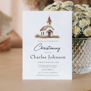 Einfache und elegante Kirche Son Christening Einladung