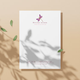 Einfache und elegante Lila Libelle Letterhead Briefbogen