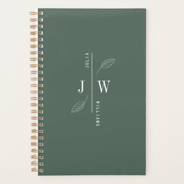 Einfache und elegante Monogram Mineral Green Planer (Vorderseite)