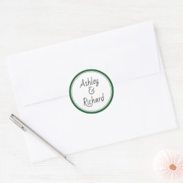 Einfache und elegante Namen dunkelgrüne Hochzeit Runder Aufkleber
