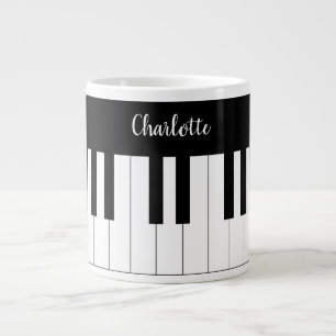 Einfache und elegante Piano-Tastatur in Schwarz un Jumbo-Tasse