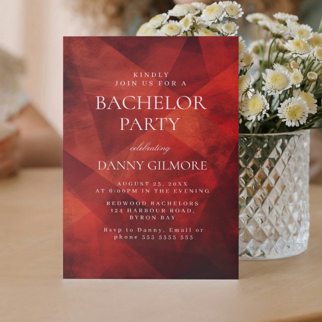 Einfache und elegante Red Bachelor Party Einladung (Von Creator hochgeladen)