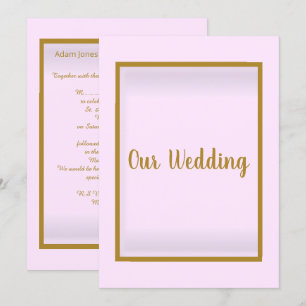 Einfache und elegante rosa Goldbrasse Hochzeit Einladung