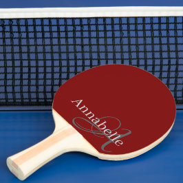 Einfache und elegante rote Monogramm und Name Tischtennis Schläger
