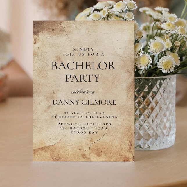 Einfache und elegante Rustikale Bachelor Party Einladung (Von Creator hochgeladen)