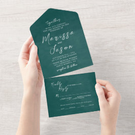 Einfache und elegante Rustikale Grüne Hochzeit All In One Einladung