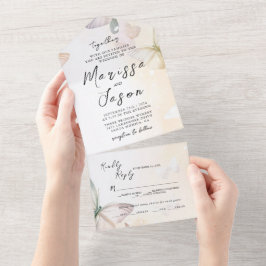 Einfache und elegante Schmetterlinge Hochzeit All In One Einladung