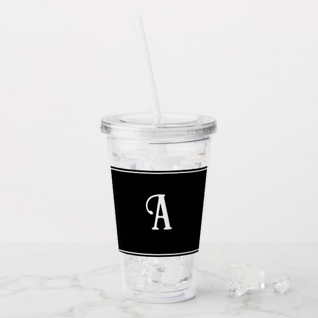 Einfache und elegante Schwarz-Weiß-Eigenart Acryltrinkbecher (Vorderseite Ice)