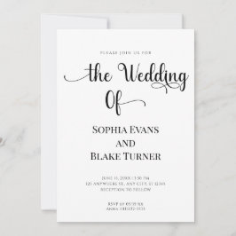 Einfache und elegante Schwarz-Weiß-Hochzeit Einladung