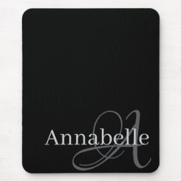 Einfache und elegante Schwarze Monogramm und Name Mousepad