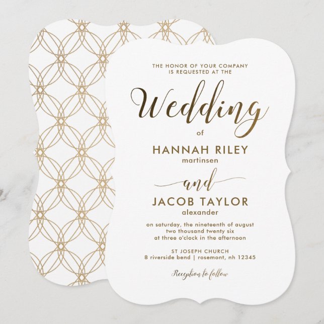 Einfache und elegante Script-Hochzeit Einladung (Vorne/Hinten)