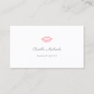Einfache und elegante Soft Pink Lips Makeup Artist Visitenkarte