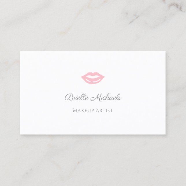 Einfache und elegante Soft Pink Lips Makeup Artist Visitenkarte (Vorderseite)