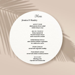 Einfache und elegante Speisekarte für Hochzeiten i Menükarte