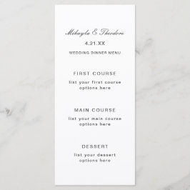 Einfache und elegante Speisekarte für Hochzeiten Menükarte