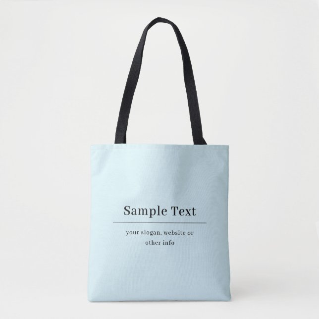 Einfache und elegante Textvorlage | Babyblau Tasche (Vorderseite)