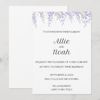Einfache und elegante weiße Hochzeitskarte Einladung